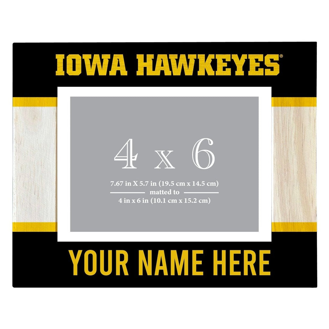 Iowa Hawkeyes Customizable Wooden Photo Frame Matted 4"x 6" Officially Licensed Collegiate Product Image 1