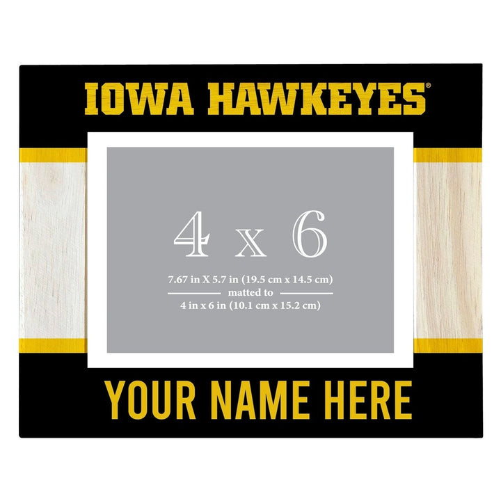 Iowa Hawkeyes Customizable Wooden Photo Frame Matted 4"x 6" Officially Licensed Collegiate Product Image 1