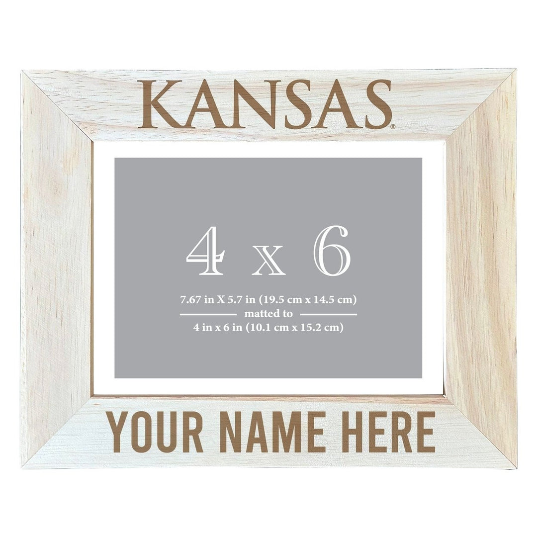 Kansas Jayhawks Customizable Wooden Photo Frame Matted 4"x 6" Officially Licensed Collegiate Product Image 1