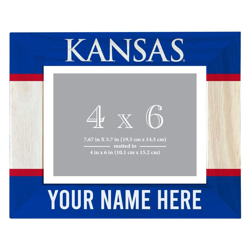 Kansas Jayhawks Customizable Wooden Photo Frame Matted 4"x 6" Officially Licensed Collegiate Product Image 2