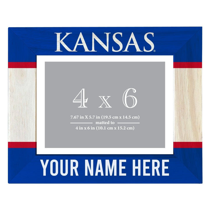 Kansas Jayhawks Customizable Wooden Photo Frame Matted 4"x 6" Officially Licensed Collegiate Product Image 1