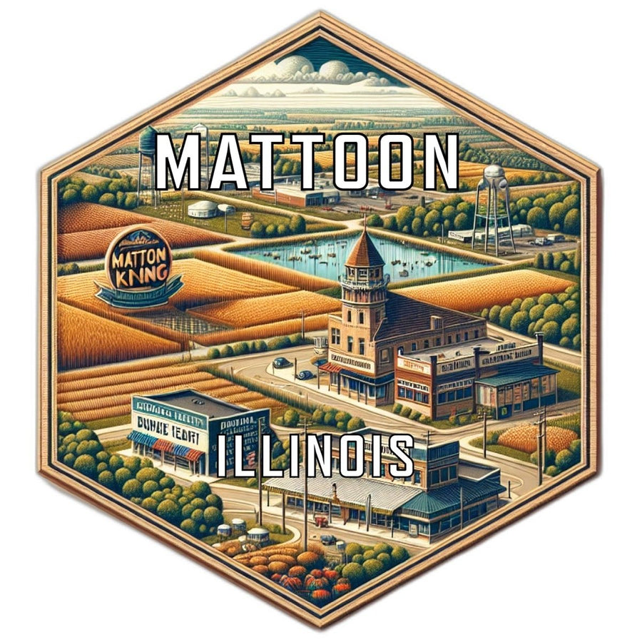 Mattoon Illinois Souvenir Travel Destination Die Cut Hexagon Fridge Magnet Image 1