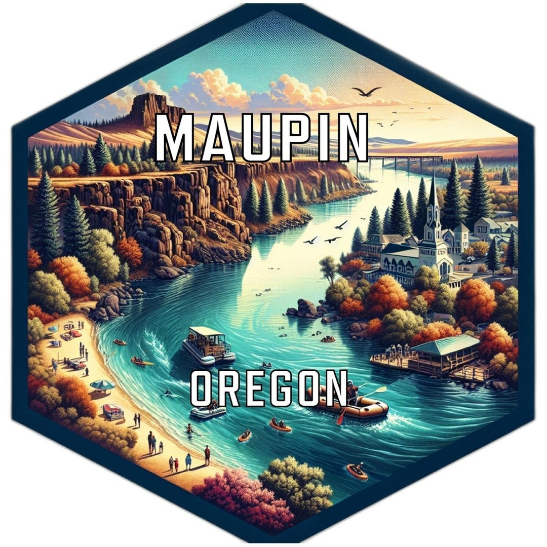 Maupin Oregon Souvenir Travel Destination Die Cut Hexagon Fridge Magnet Image 1