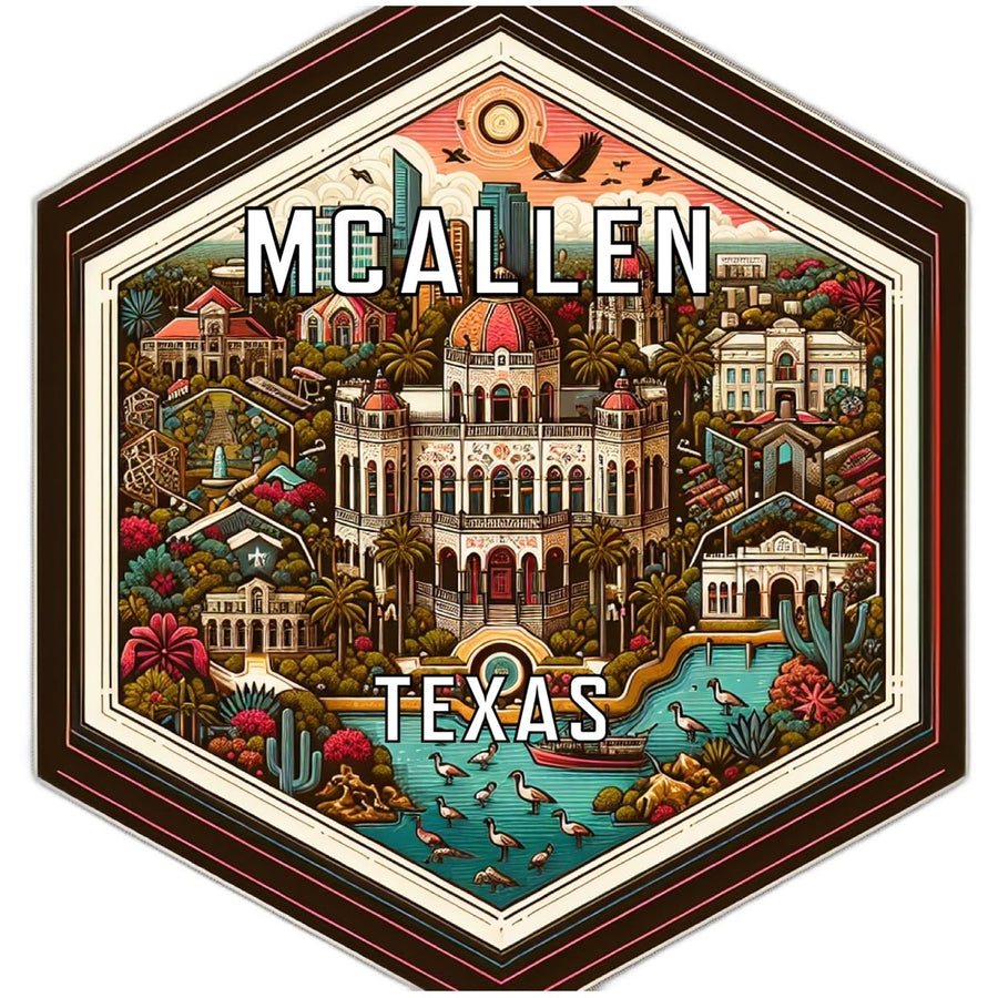 Mcallen Texas Souvenir Travel Destination Die Cut Hexagon Fridge Magnet Image 1