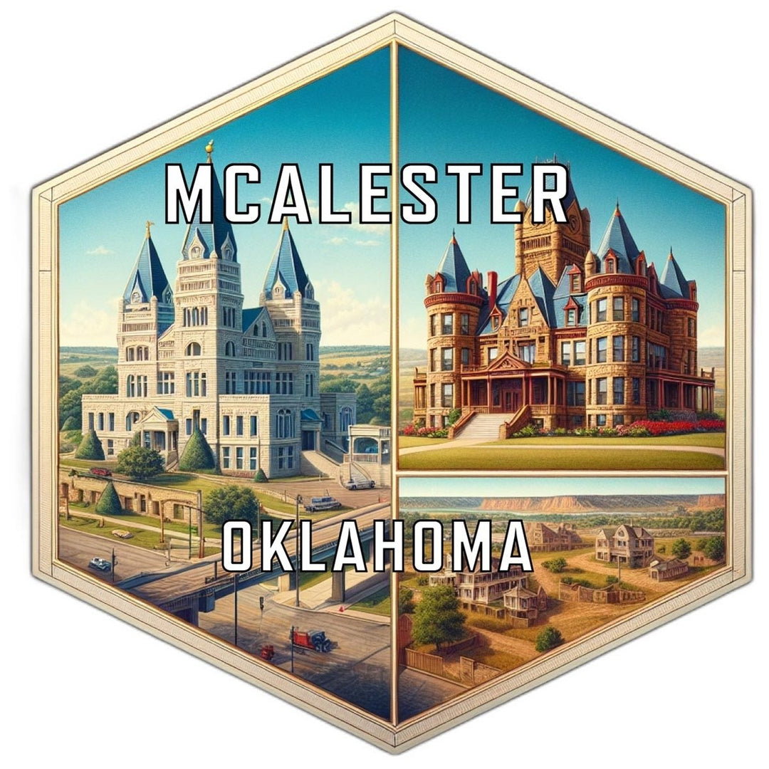 Mcalester Oklahoma Souvenir Travel Destination Die Cut Hexagon Fridge Magnet Image 1