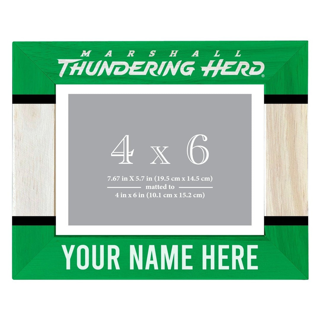 Marshall Thundering Herd Customizable Wooden Photo Frame Matted 4"x 6" Officially Licensed Collegiate Product Image 1