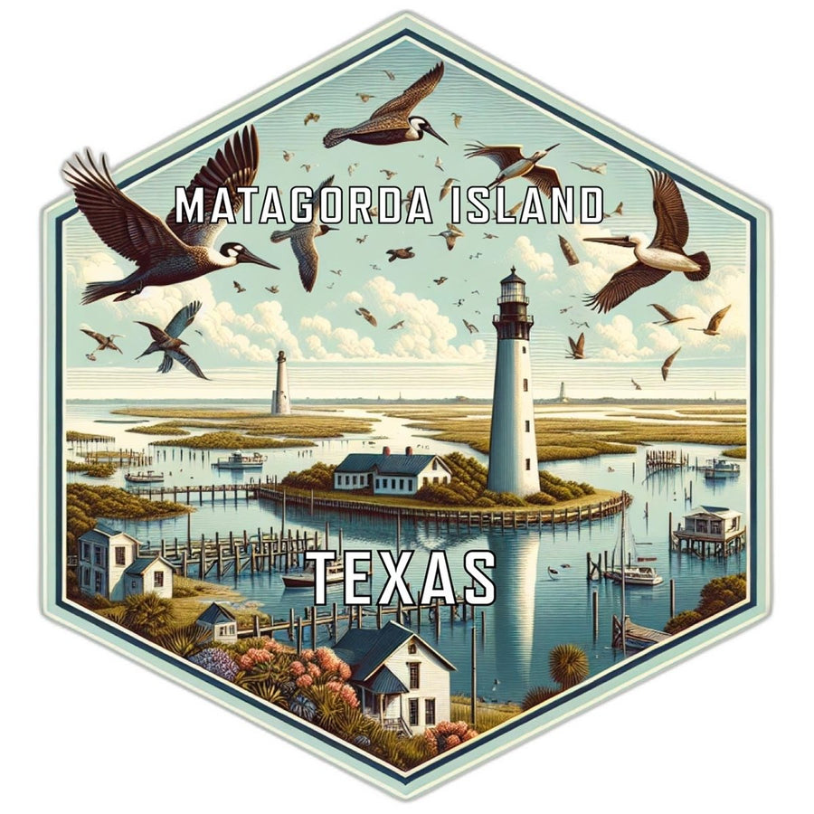 Matagorda Island Texas Souvenir Travel Destination Die Cut Hexagon Fridge Magnet Image 1