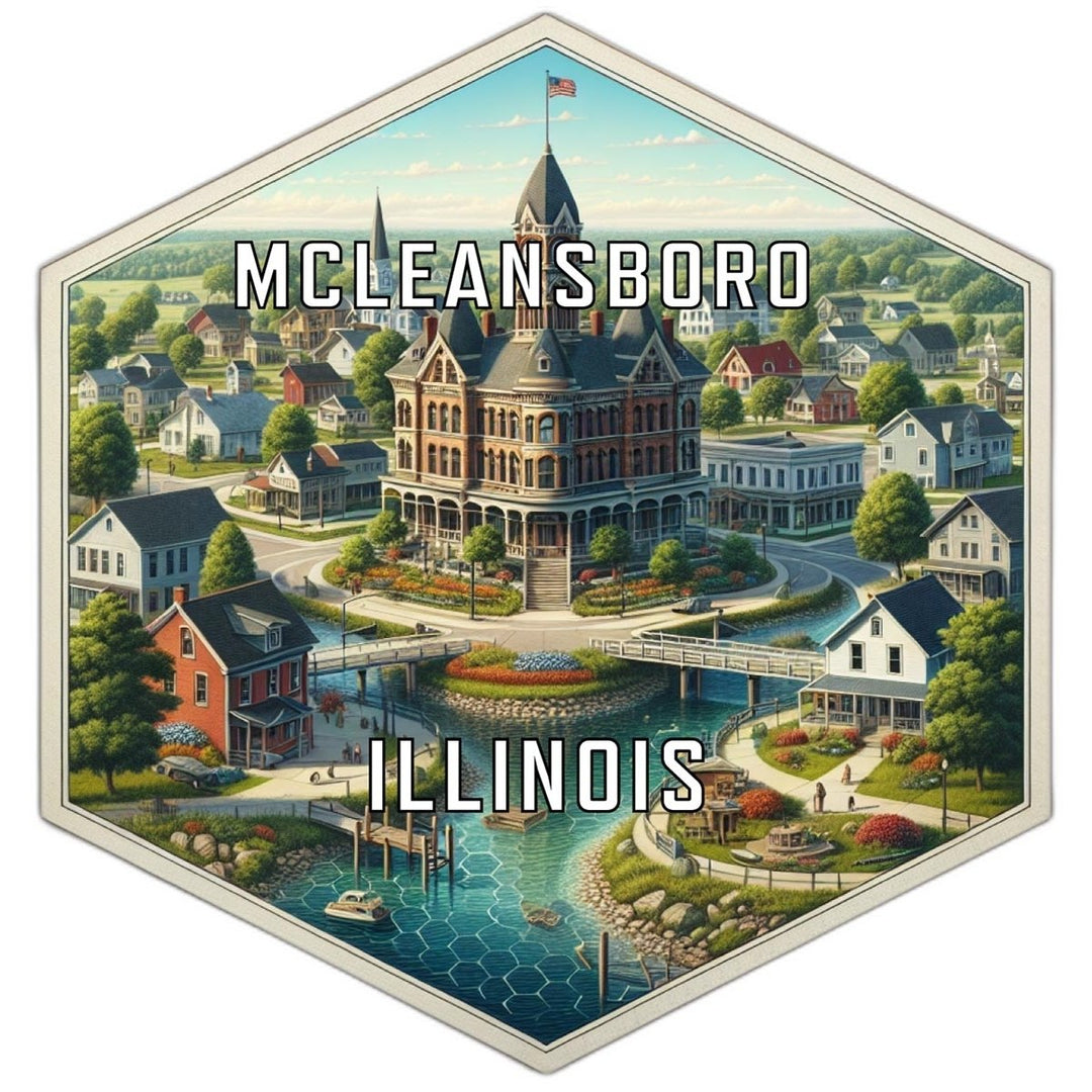 Mcleansboro Illinois Souvenir Travel Destination Die Cut Hexagon Fridge Magnet Image 1