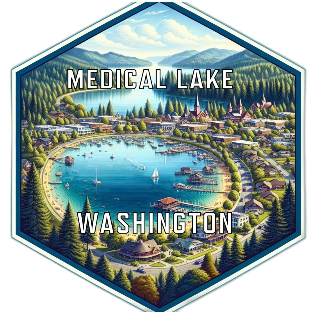 Medical Lake Washington Souvenir Travel Destination Die Cut Hexagon Fridge Magnet Image 1