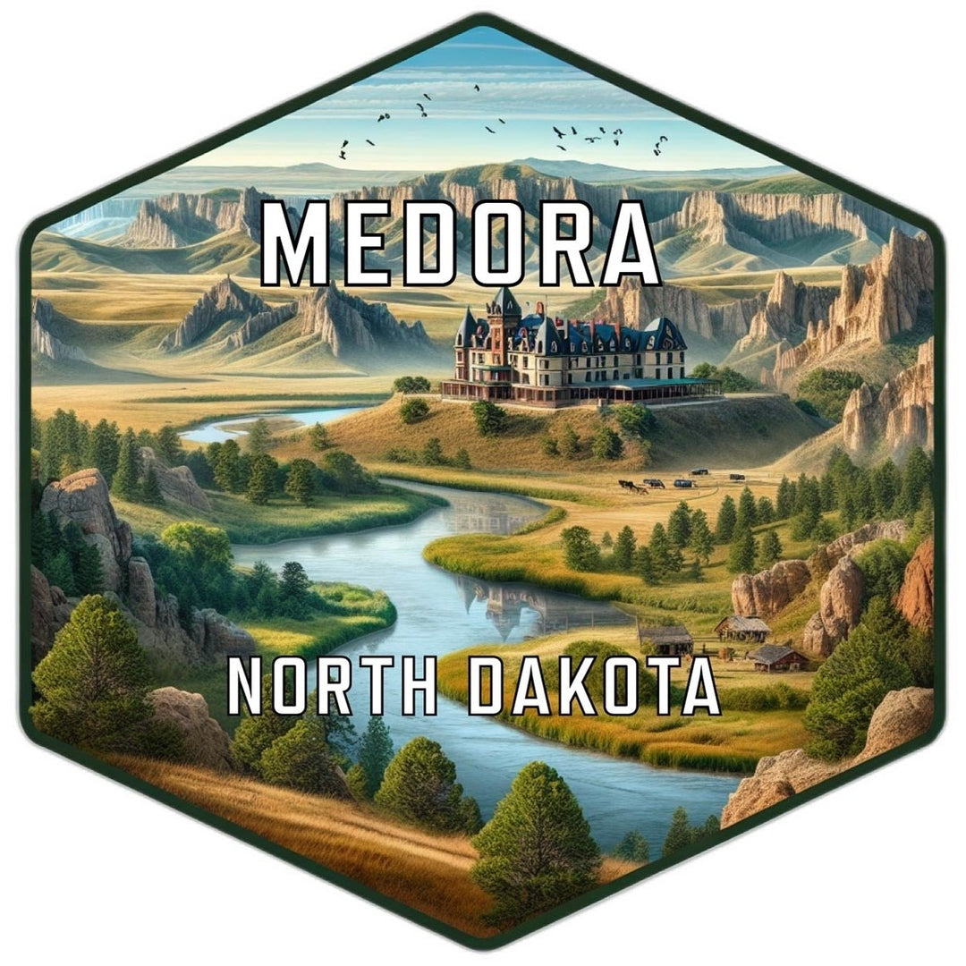 Medora North Dakota Souvenir Travel Destination Die Cut Hexagon Fridge Magnet Image 1