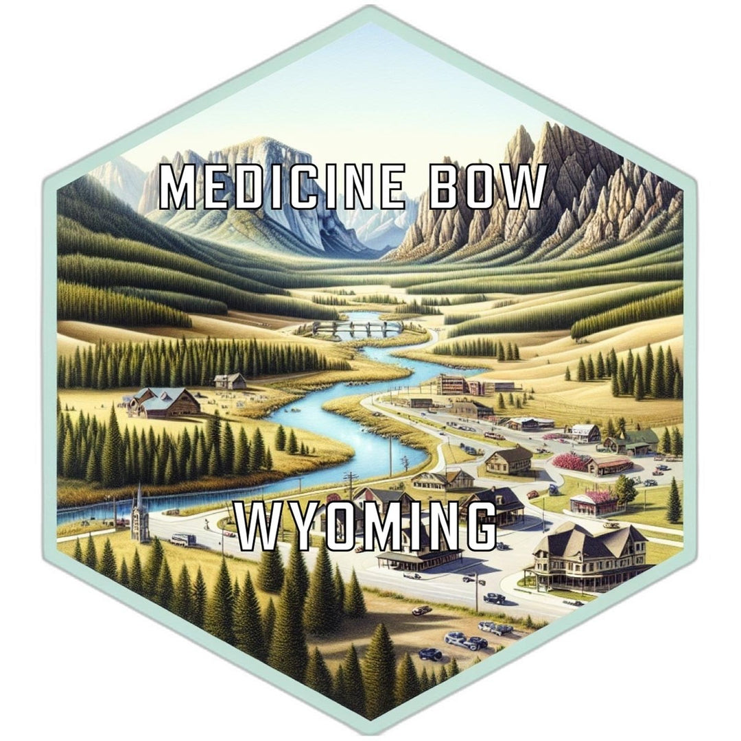 Medicine Bow Wyoming Souvenir Travel Destination Die Cut Hexagon Fridge Magnet Image 1