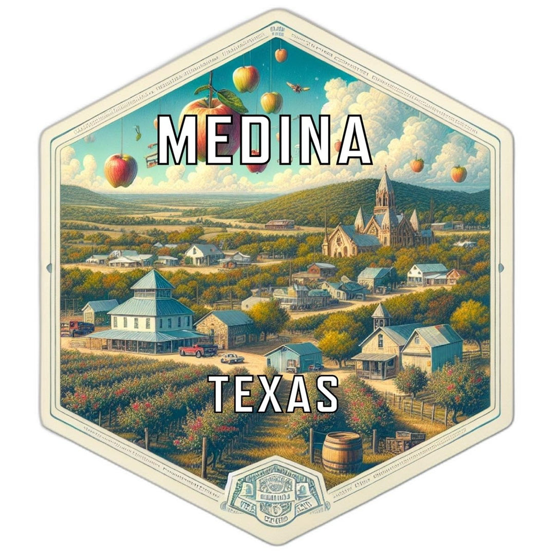 Medina Texas Souvenir Travel Destination Die Cut Hexagon Fridge Magnet Image 1