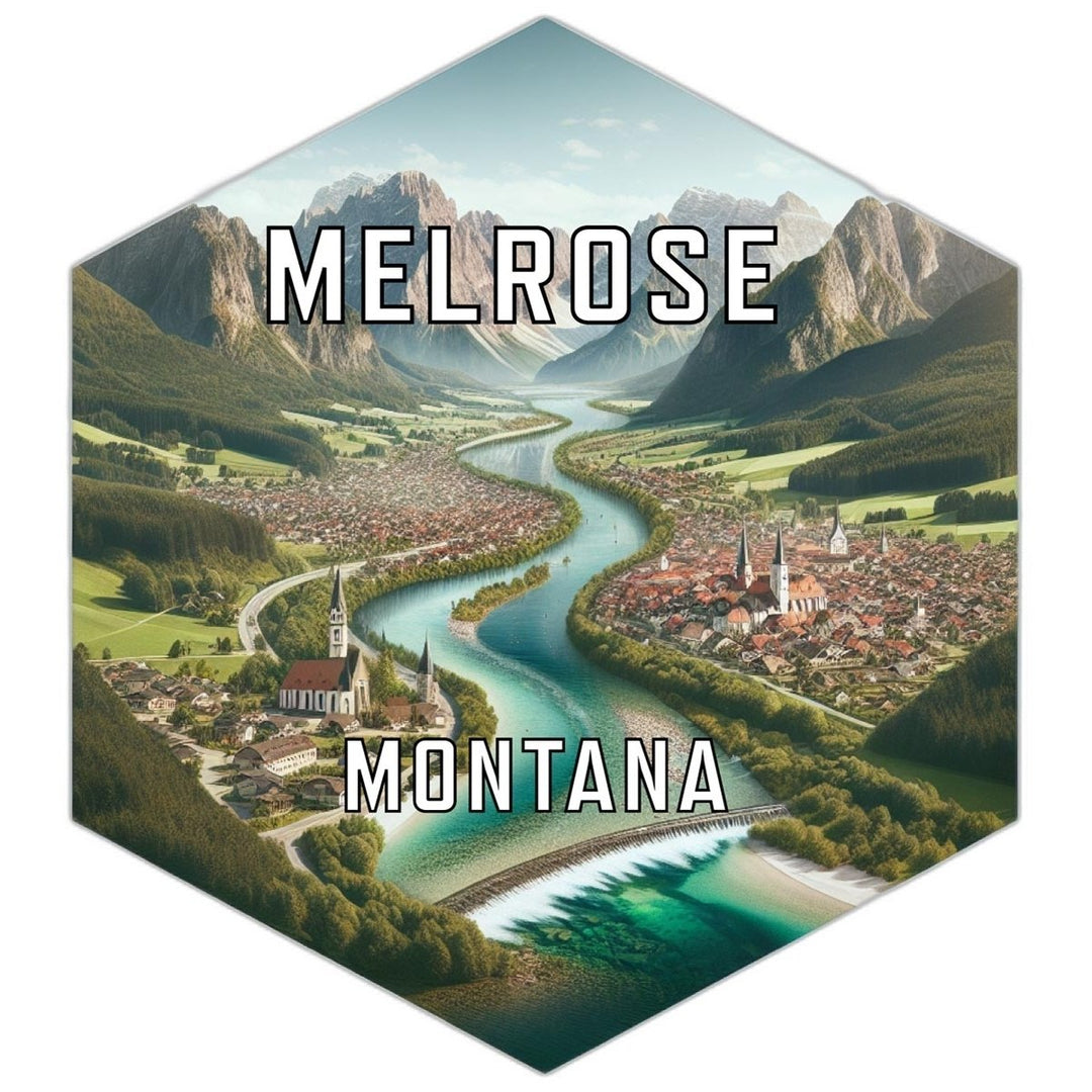 Melrose Montana Souvenir Travel Destination Die Cut Hexagon Fridge Magnet Image 1