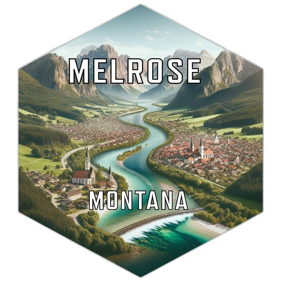 Melrose Montana Souvenir Travel Destination Die Cut Hexagon Fridge Magnet Image 1