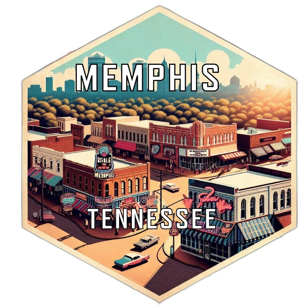 Memphis Tennessee Souvenir Travel Destination Die Cut Hexagon Fridge Magnet Image 1