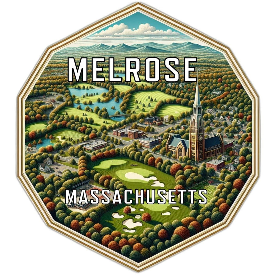 Melrose Massachusetts Souvenir Travel Destination Die Cut Hexagon Fridge Magnet Image 1