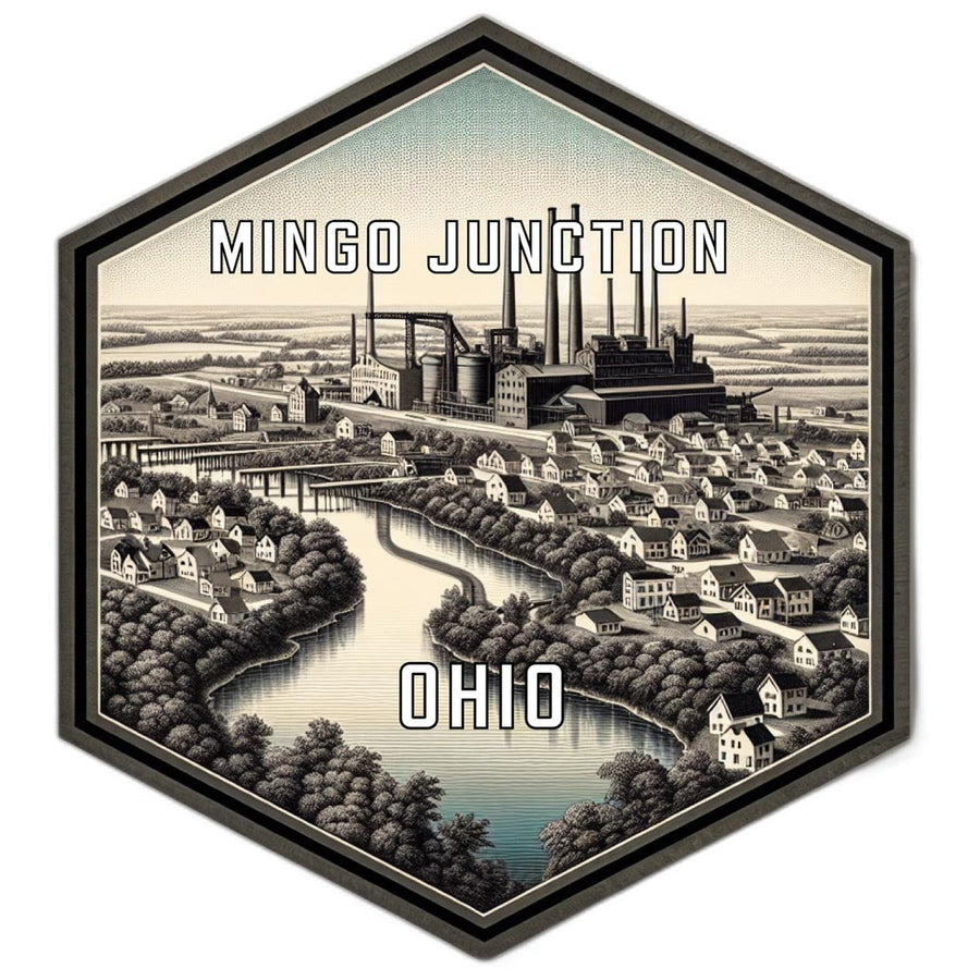 Mingo Junction Ohio Souvenir Travel Destination Die Cut Hexagon Fridge Magnet Image 1