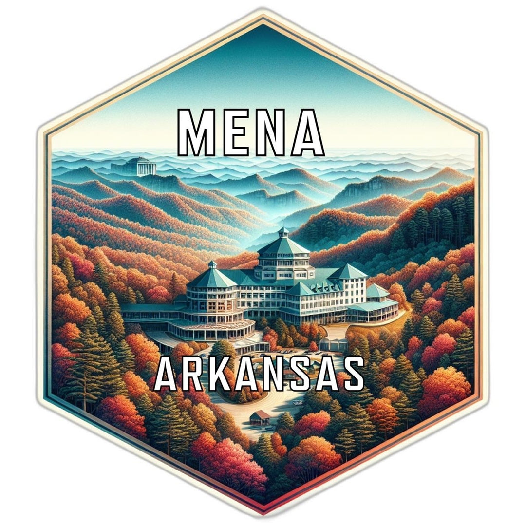 Mena Arkansas Souvenir Travel Destination Die Cut Hexagon Fridge Magnet Image 1