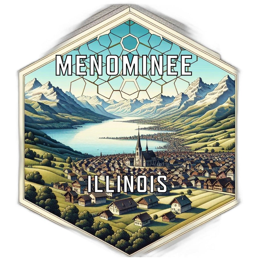 Menominee Illinois Souvenir Travel Destination Die Cut Hexagon Fridge Magnet Image 1