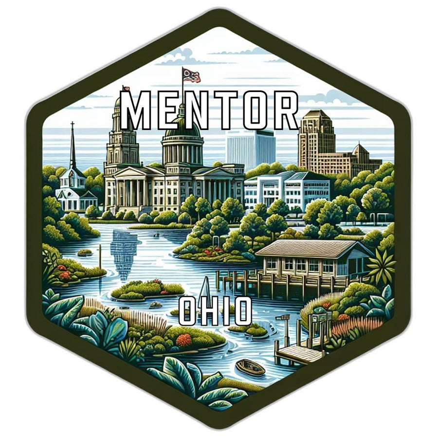 Mentor Ohio Souvenir Travel Destination Die Cut Hexagon Fridge Magnet Image 1