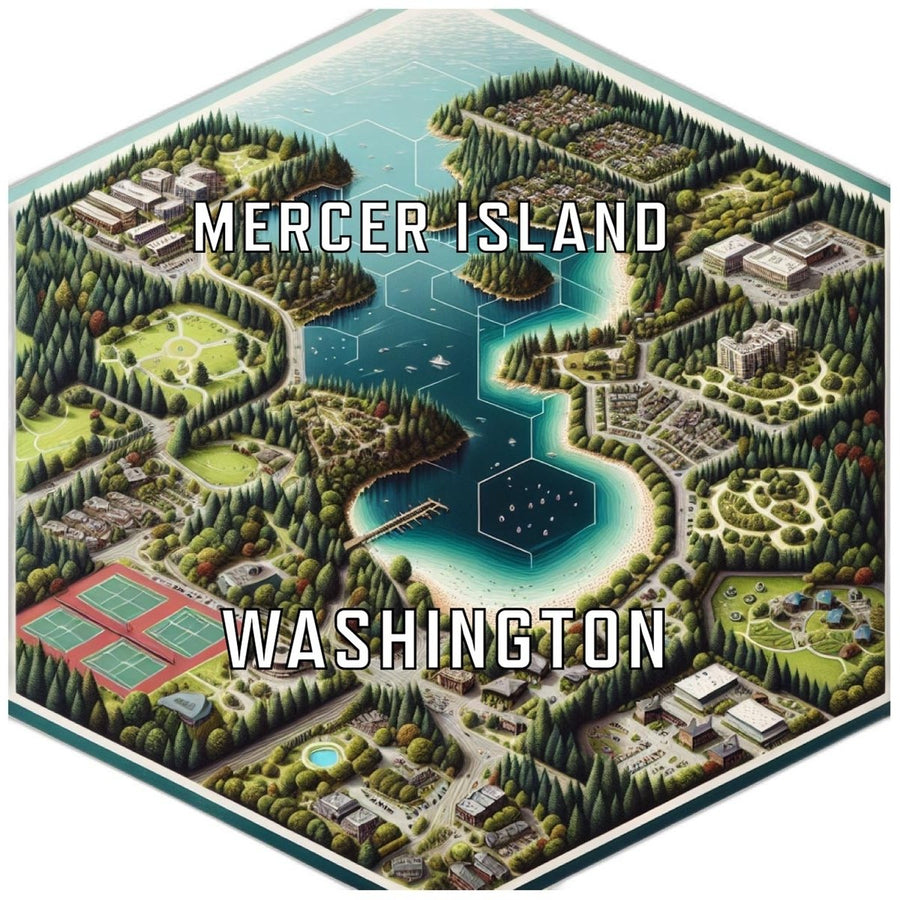 Mercer Island Washington Souvenir Travel Destination Die Cut Hexagon Fridge Magnet Image 1