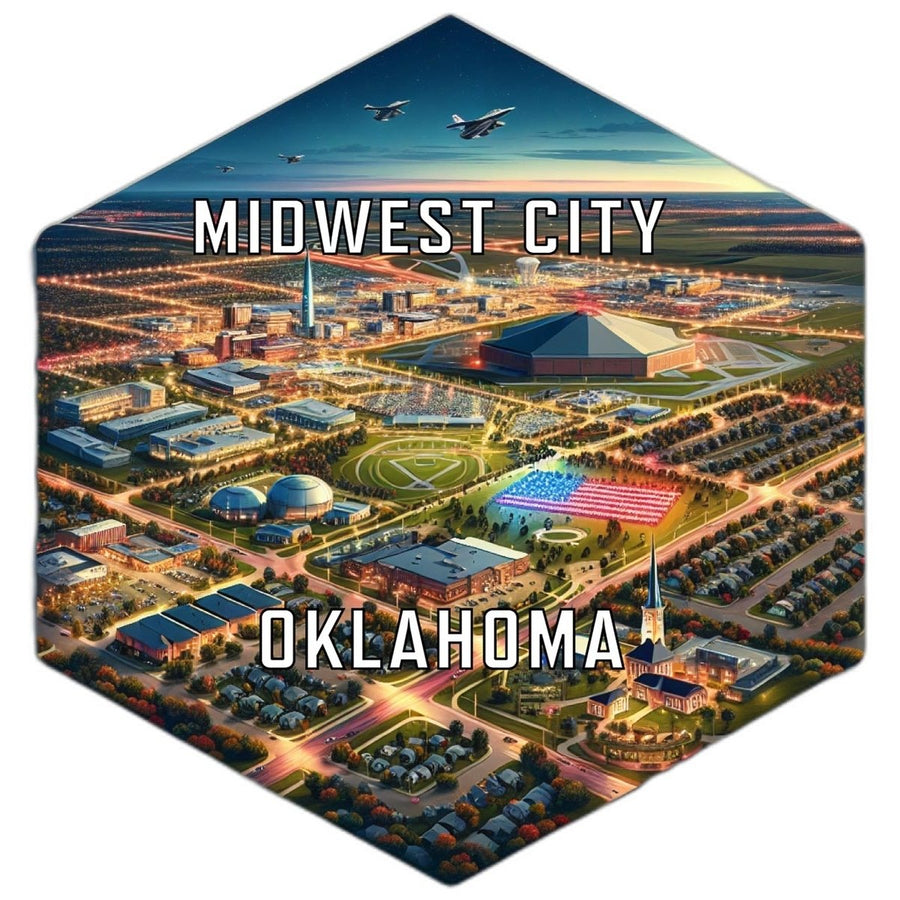 Midwest City Oklahoma Souvenir Travel Destination Die Cut Hexagon Fridge Magnet Image 1