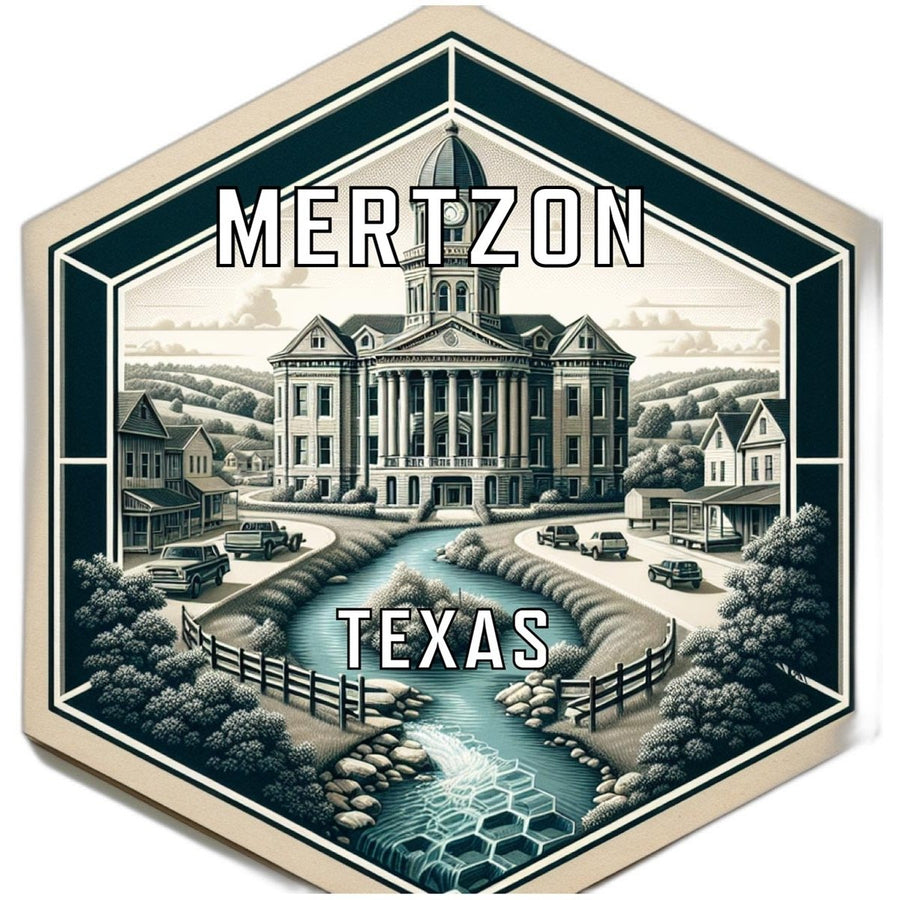 Mertzon Texas Souvenir Travel Destination Die Cut Hexagon Fridge Magnet Image 1