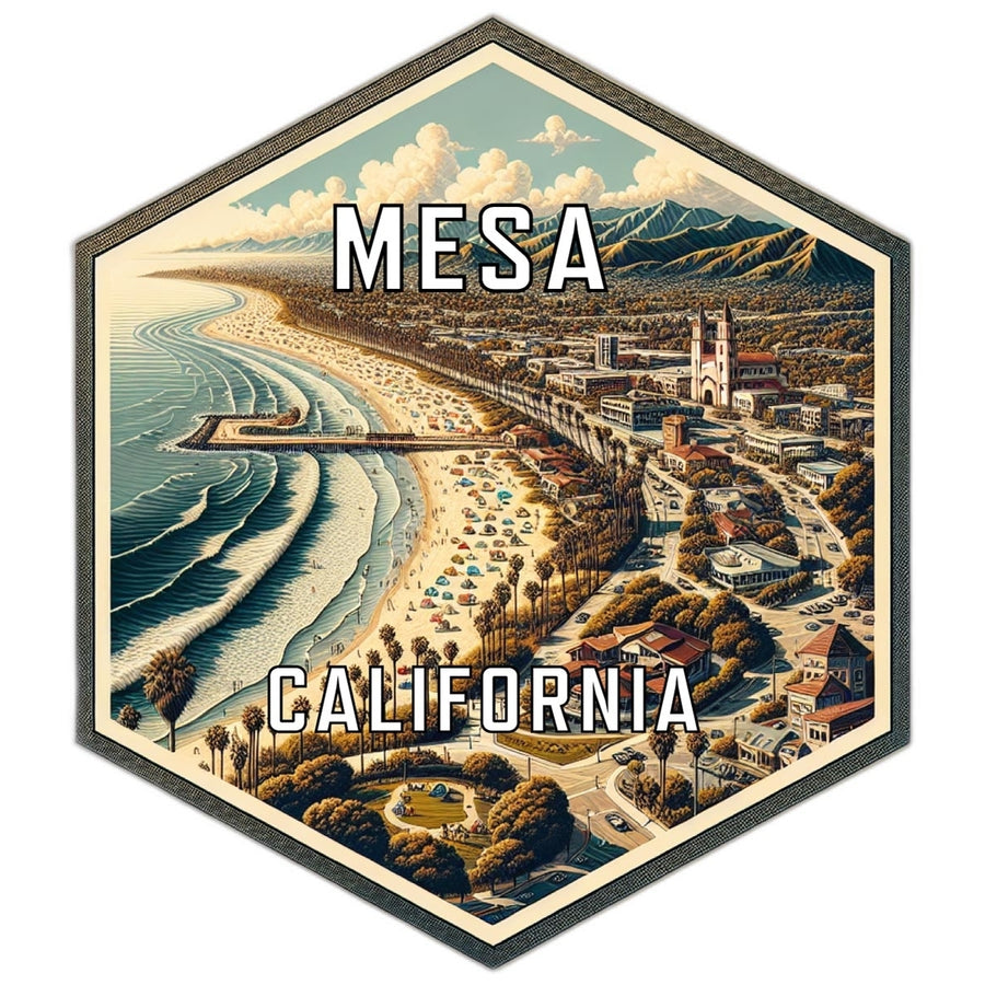 Mesa California Souvenir Travel Destination Die Cut Hexagon Fridge Magnet Image 1