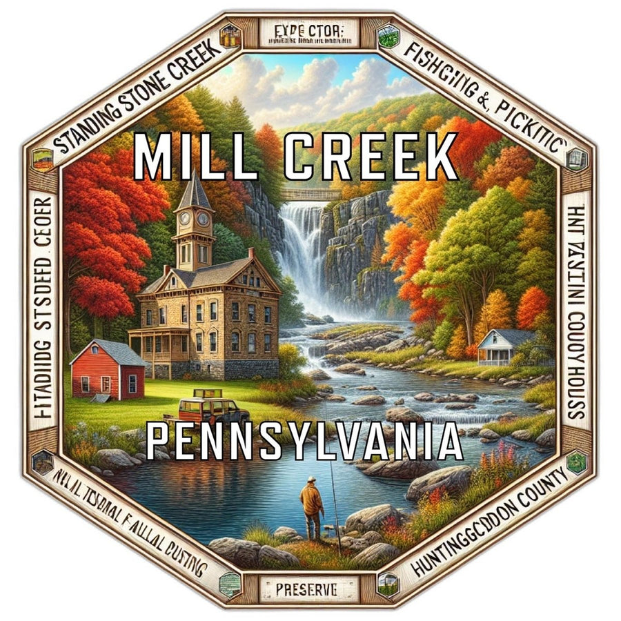 Mill Creek Pennsylvania Souvenir Travel Destination Die Cut Hexagon Fridge Magnet Image 1