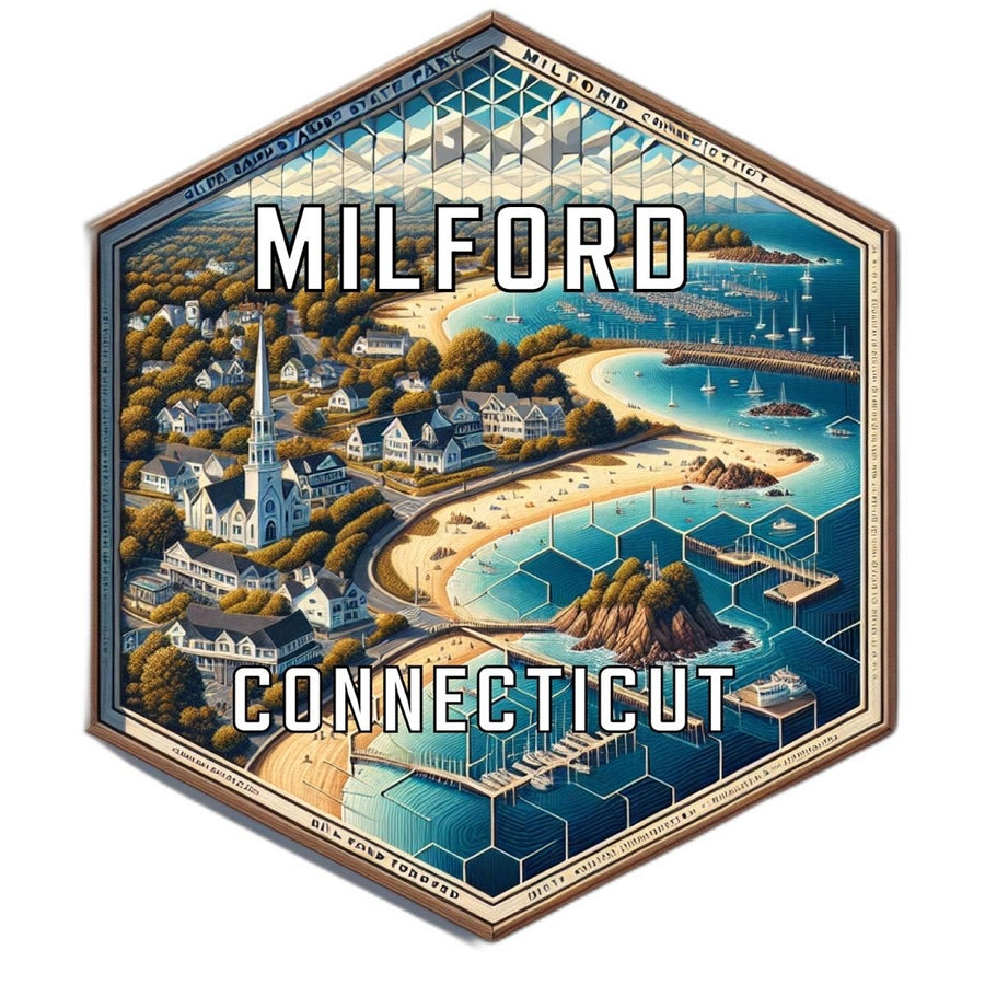 Milford Connecticut Souvenir Travel Destination Die Cut Hexagon Fridge Magnet Image 1