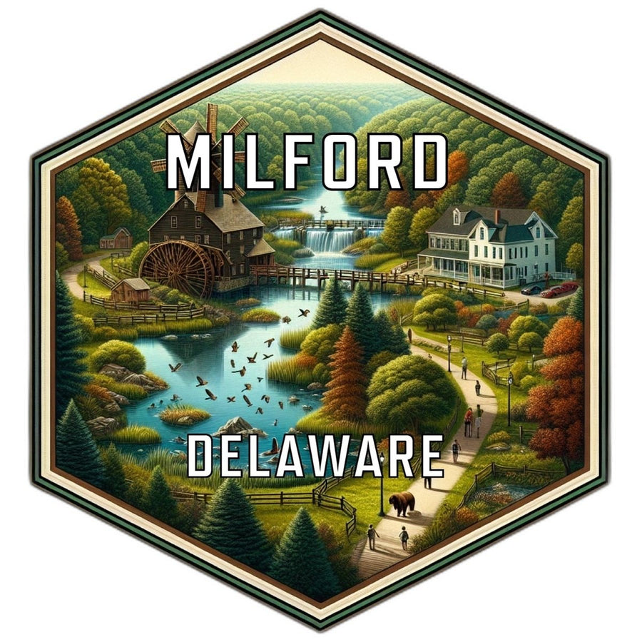 Milford Delaware Souvenir Travel Destination Die Cut Hexagon Fridge Magnet Image 1