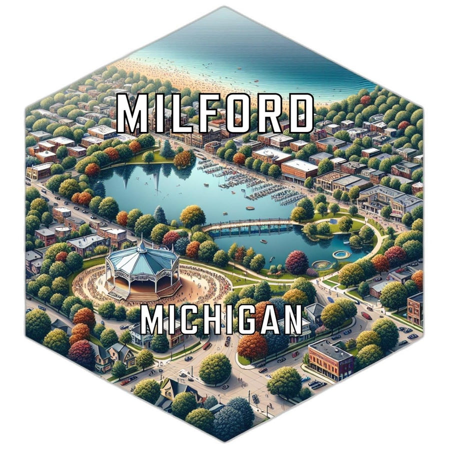 Milford Michigan Souvenir Travel Destination Die Cut Hexagon Fridge Magnet Image 1