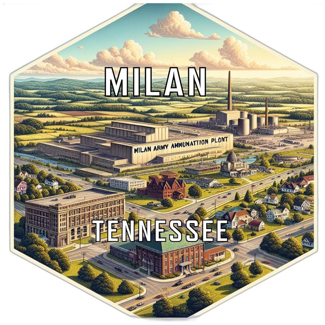 Milan Tennessee Souvenir Travel Destination Die Cut Hexagon Fridge Magnet Image 1