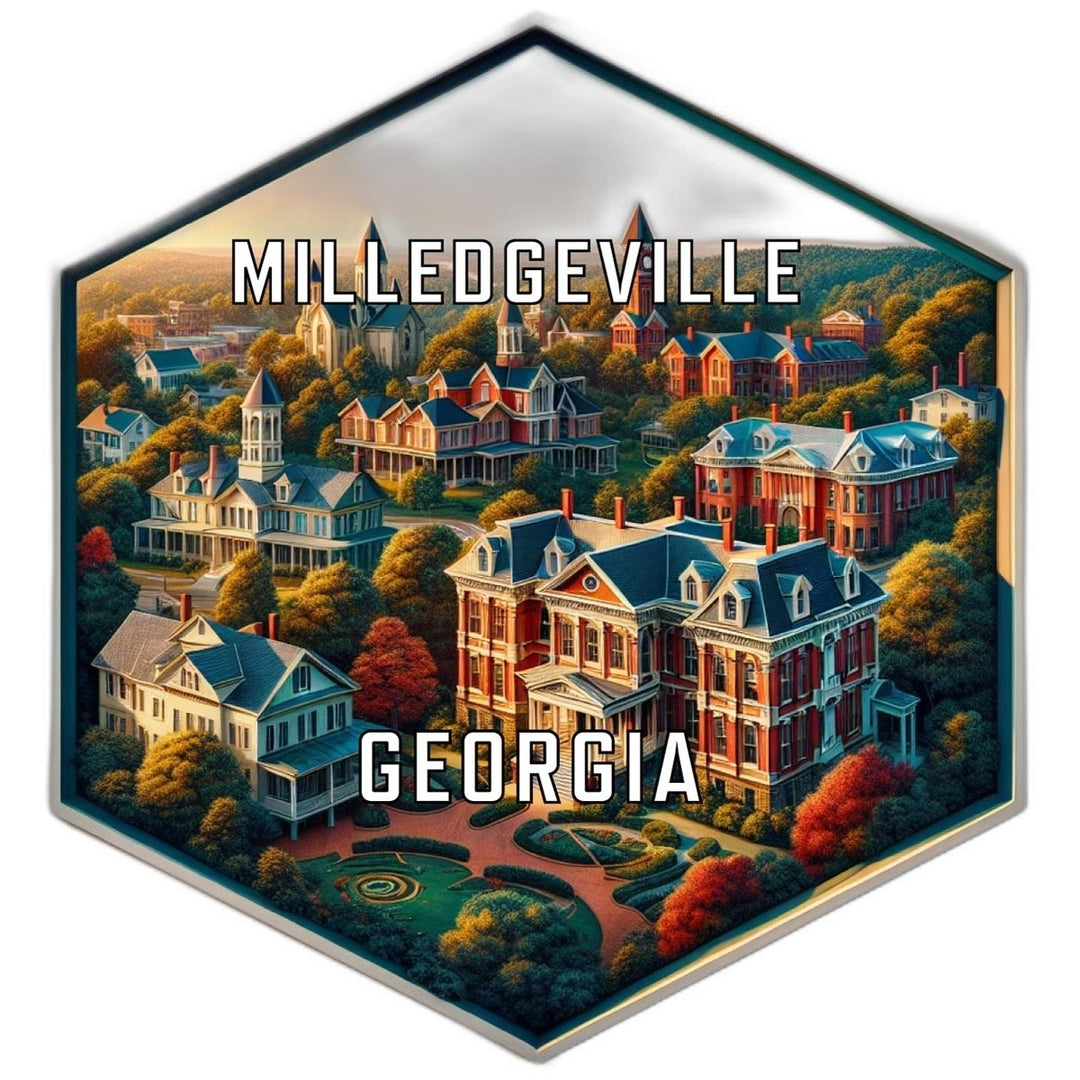 Milledgeville Georgia Souvenir Travel Destination Die Cut Hexagon Fridge Magnet Image 1