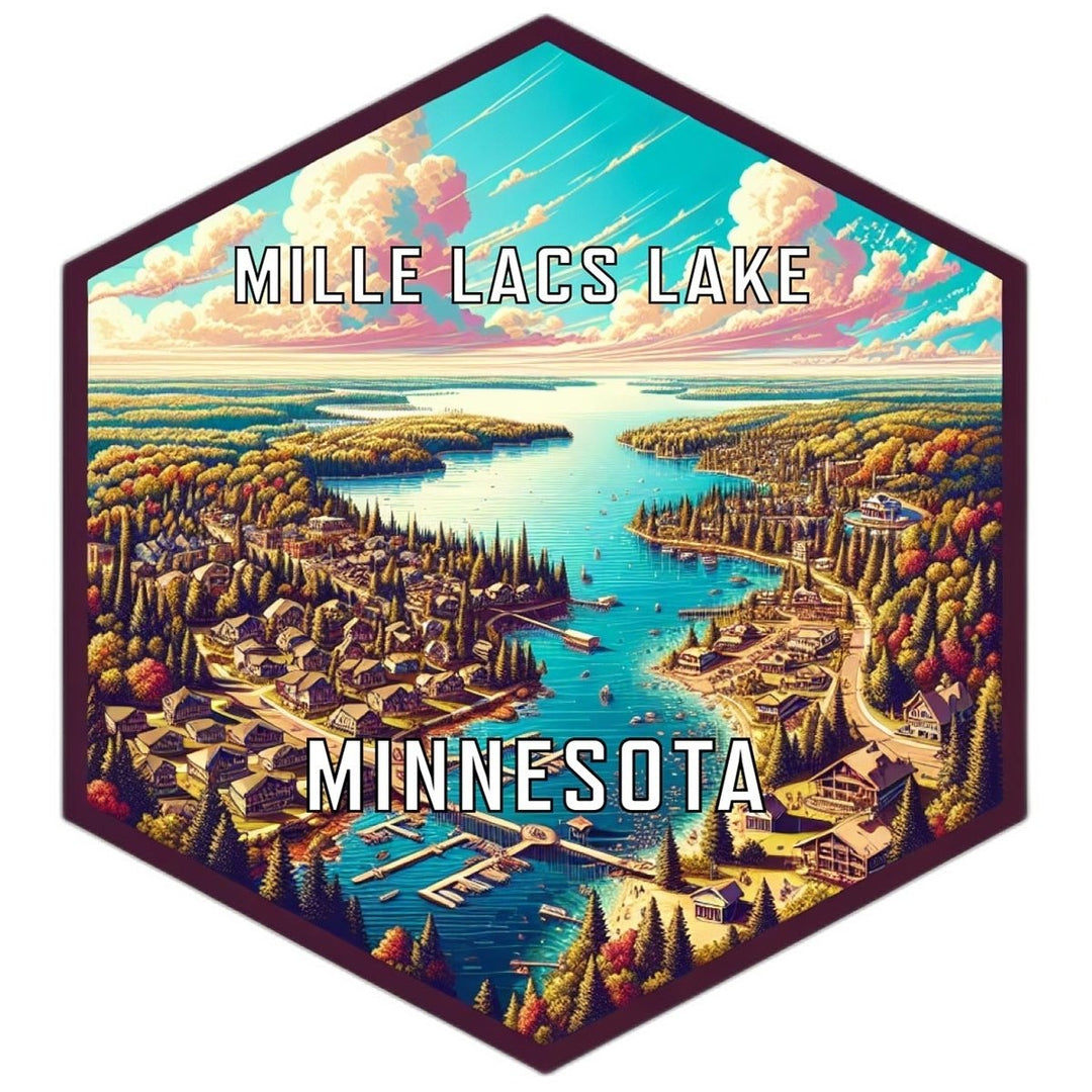 Mille Lacs Lake Minnesota Souvenir Travel Destination Die Cut Hexagon Fridge Magnet Image 1