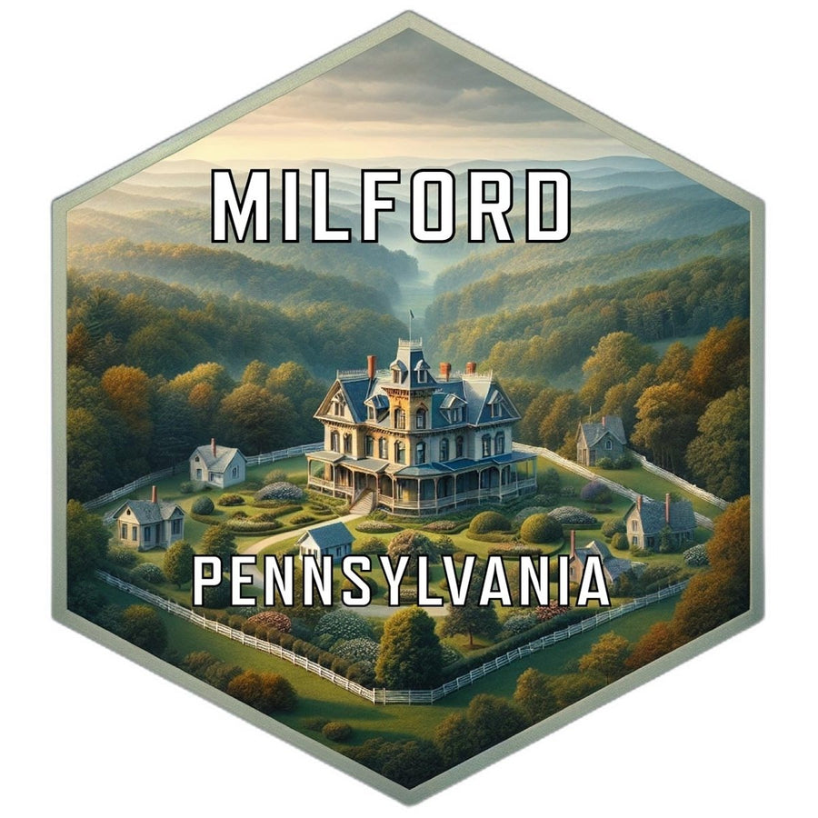 Milford Pennsylvania Souvenir Travel Destination Die Cut Hexagon Fridge Magnet Image 1