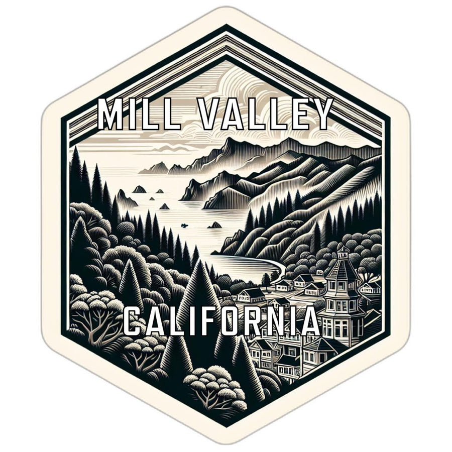 Mill Valley California Souvenir Travel Destination Die Cut Hexagon Fridge Magnet Image 1