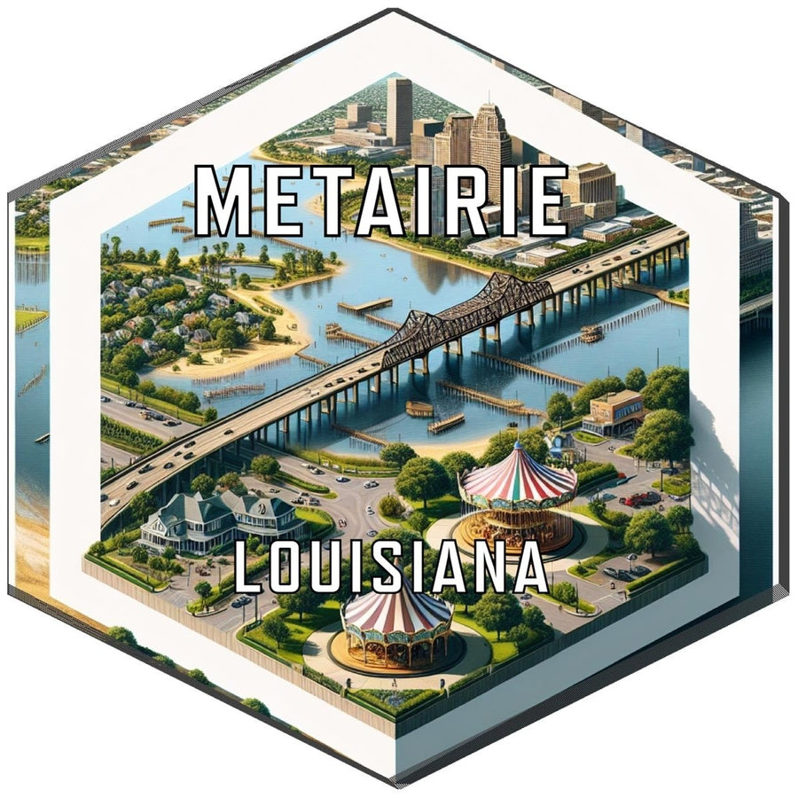 Metairie Louisiana Souvenir Travel Destination Die Cut Hexagon Fridge Magnet Image 1