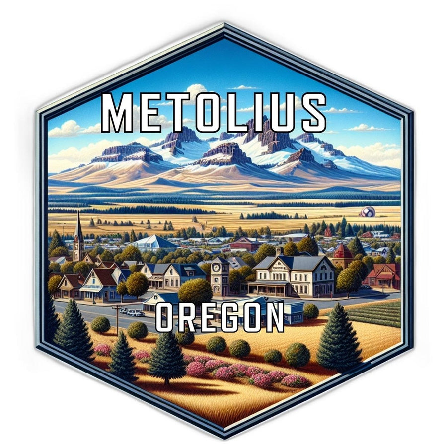 Metolius Oregon Souvenir Travel Destination Die Cut Hexagon Fridge Magnet Image 1