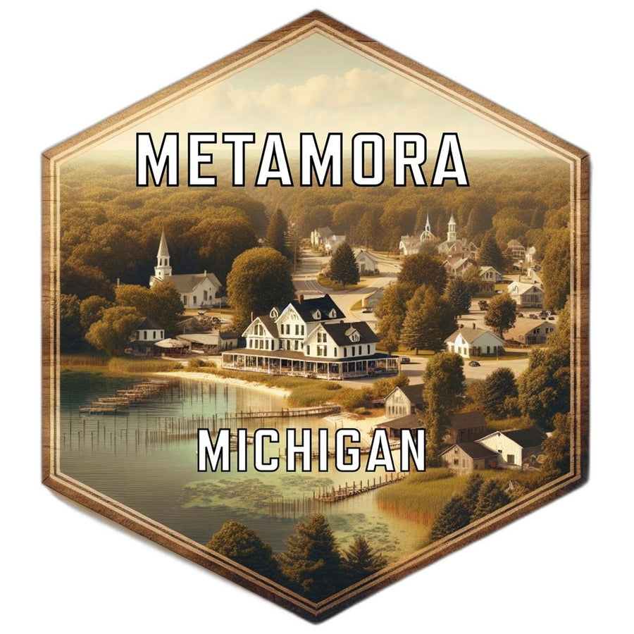 Metamora Michigan Souvenir Travel Destination Die Cut Hexagon Fridge Magnet Image 1