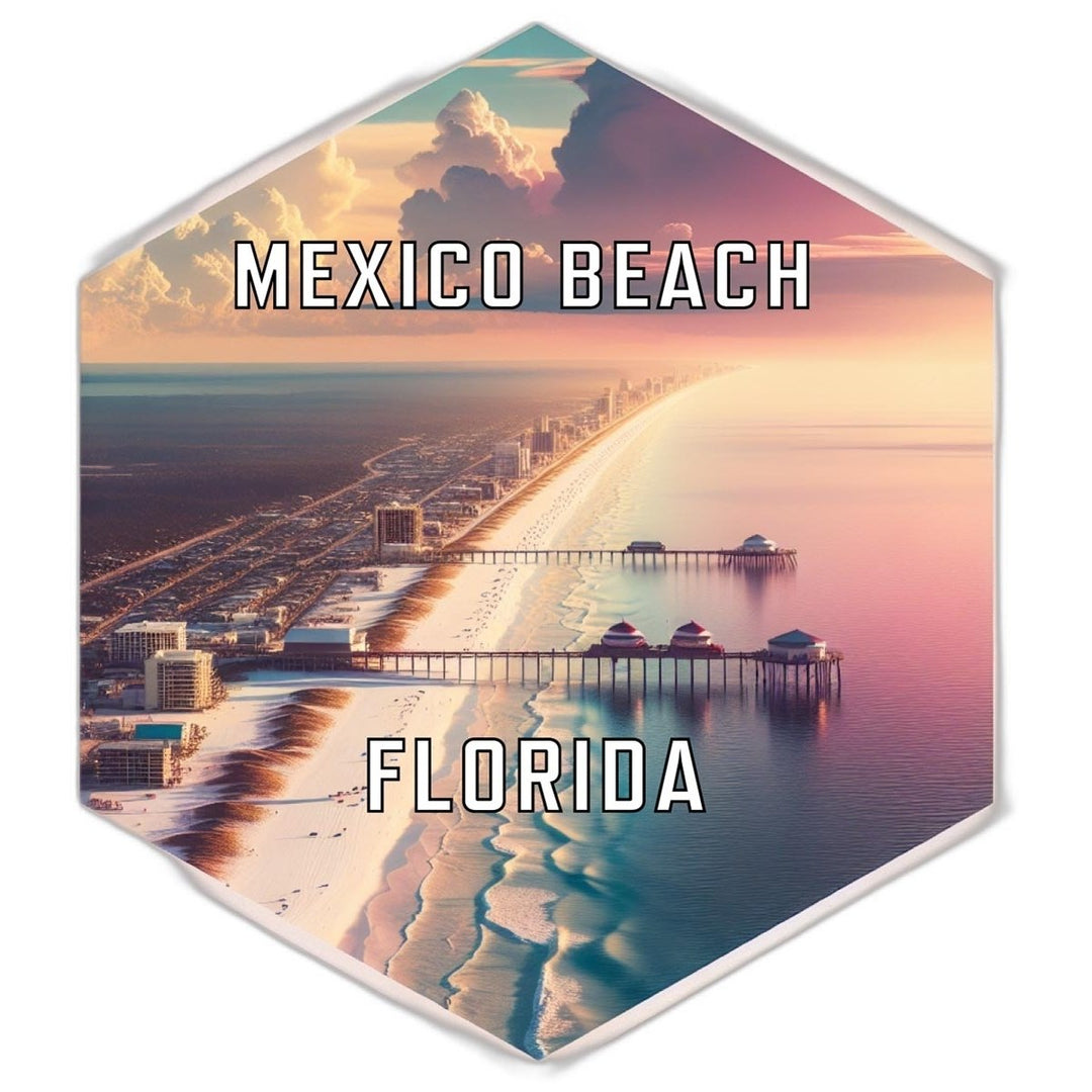 Mexico Beach Florida Souvenir Travel Destination Die Cut Hexagon Fridge Magnet Image 1