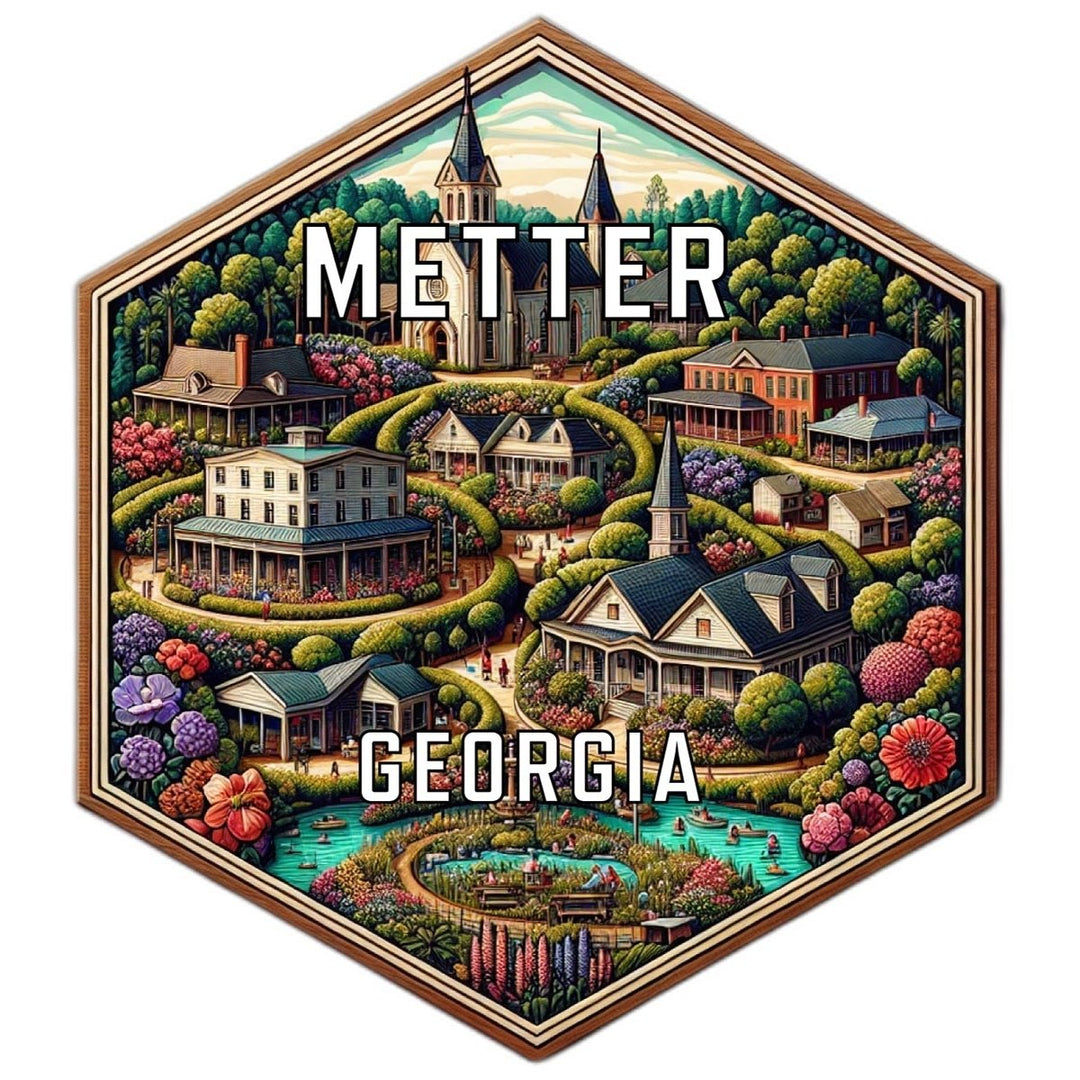 Metter Georgia Souvenir Travel Destination Die Cut Hexagon Fridge Magnet Image 1