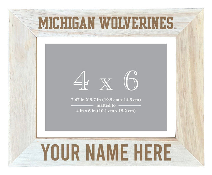 Michigan Wolverines Customizable Wooden Photo Frame Matted 4"x 6" Officially Licensed Collegiate Product Image 1