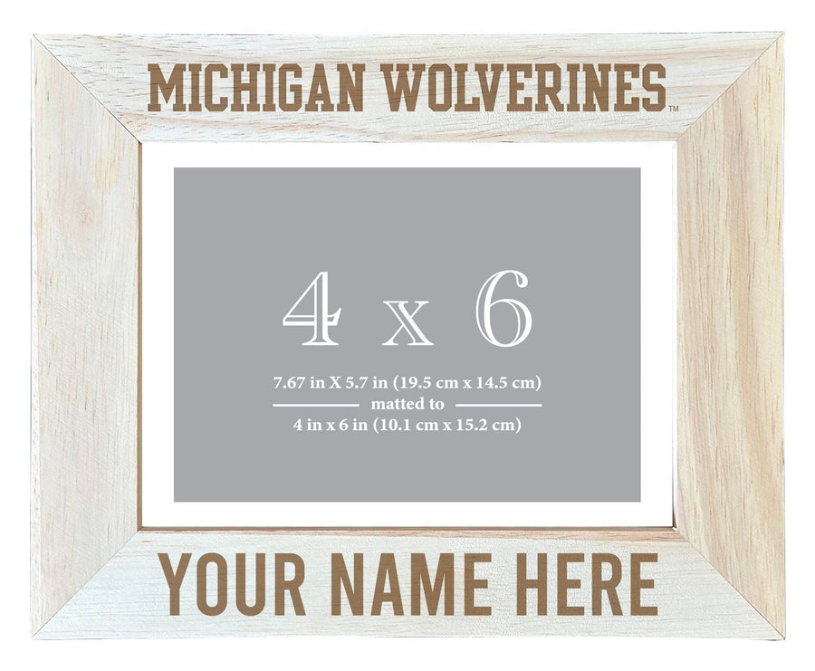 Michigan Wolverines Customizable Wooden Photo Frame Matted 4"x 6" Officially Licensed Collegiate Product Image 1