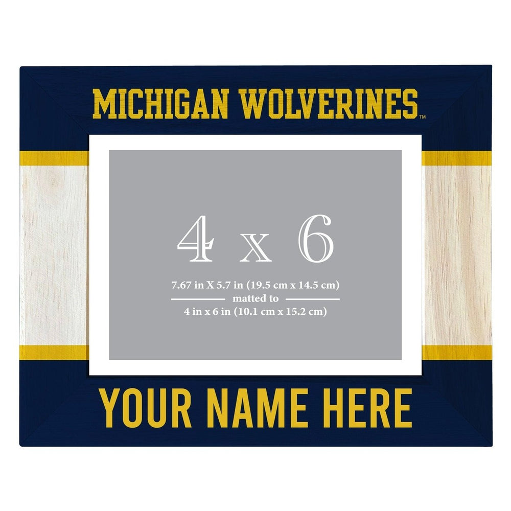 Michigan Wolverines Customizable Wooden Photo Frame Matted 4"x 6" Officially Licensed Collegiate Product Image 2