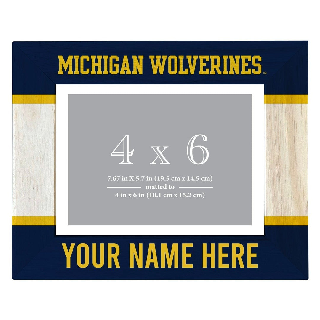 Michigan Wolverines Customizable Wooden Photo Frame Matted 4"x 6" Officially Licensed Collegiate Product Image 2