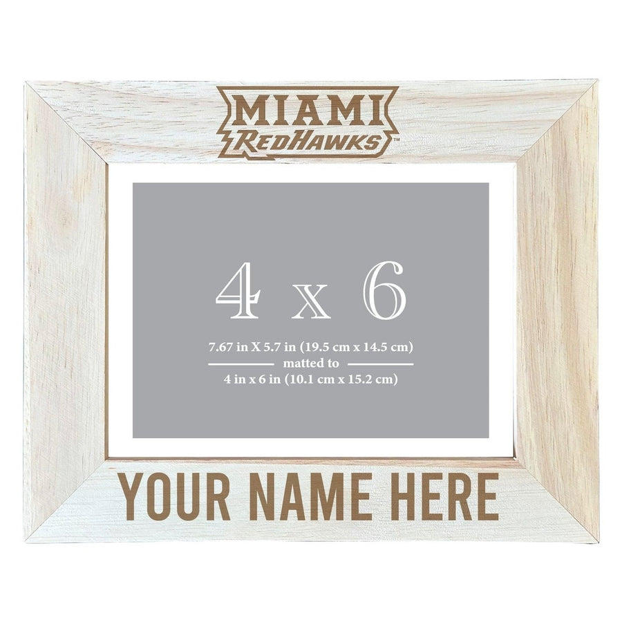 Miami University of Ohio Customizable Wooden Photo Frame Matted 4"x 6" Officially Licensed Collegiate Product Image 1