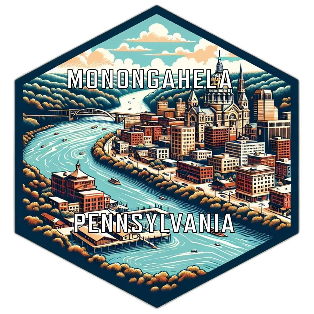 Monongahela Pennsylvania Souvenir Travel Destination Die Cut Hexagon Fridge Magnet Image 1