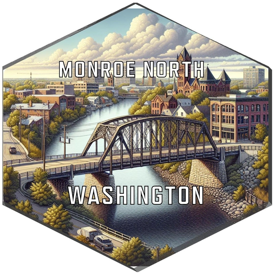 Monroe North Washington Souvenir Travel Destination Die Cut Hexagon Fridge Magnet Image 1