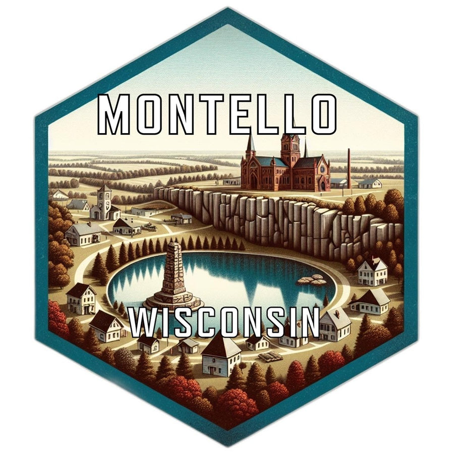 Montello Wisconsin Souvenir Travel Destination Die Cut Hexagon Fridge Magnet Image 1